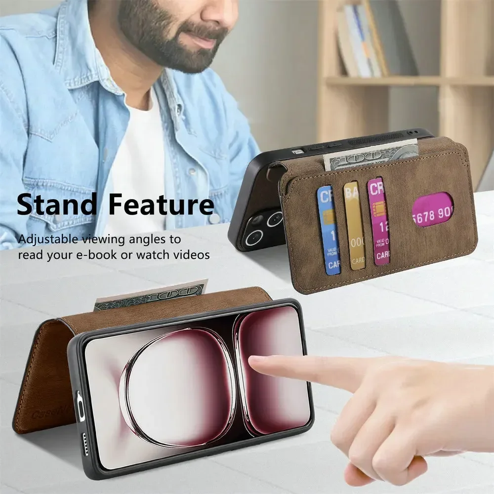 Luxury Leather Magnetic Wallet Case - Premium 2-in-1 Protective Cover