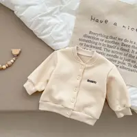 2024 Autumn Winter New Baby Boy Warm Coat Infant Letter Embroidery Cotton Jacket Girls Casual Cardigan Sweatshirt Kids Clothes 4