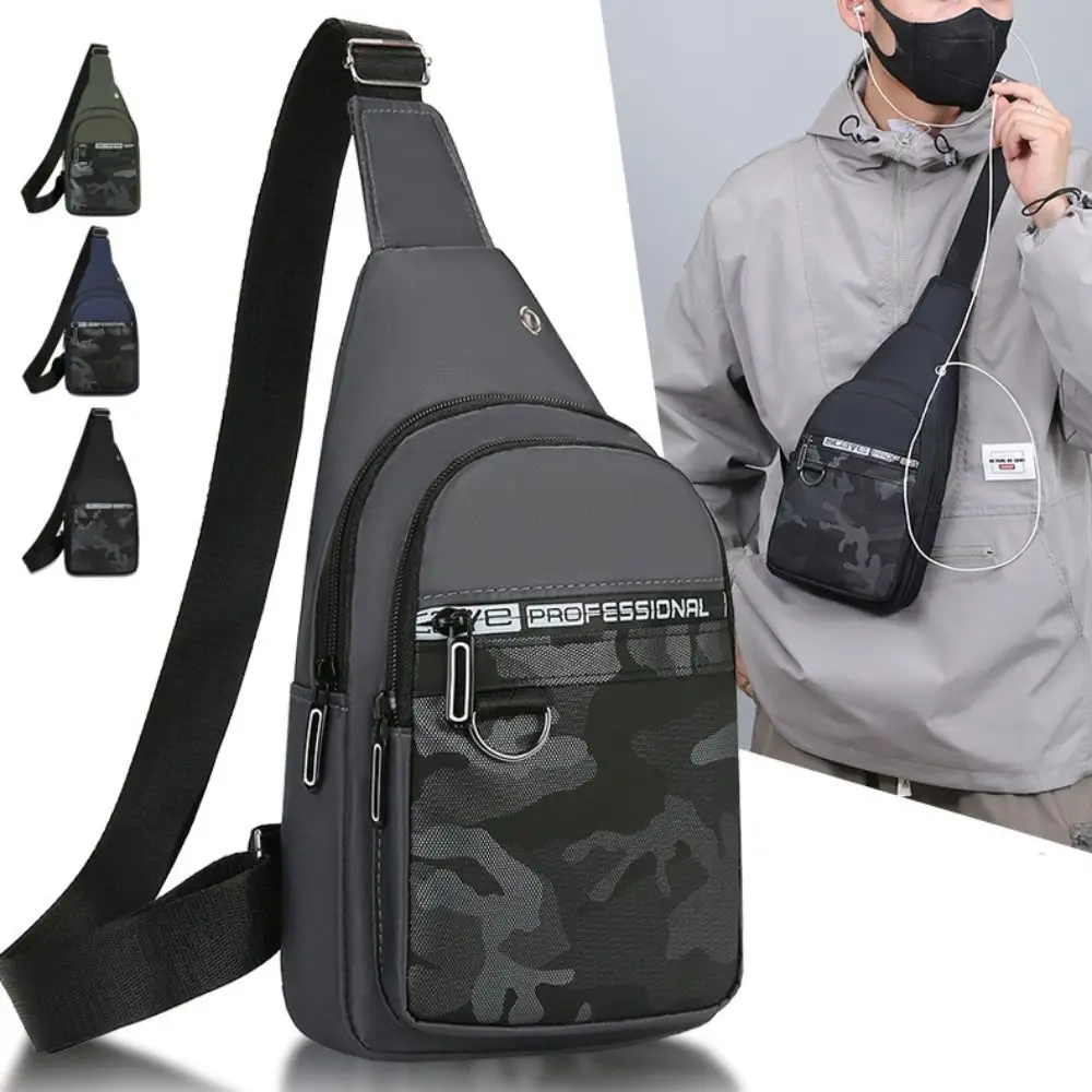 

Nylon Men Chest Bag Fashion Multifunctional Black Grey Blue Sports Chest Bag Large Capacity Mobile Phone Bag Unisex