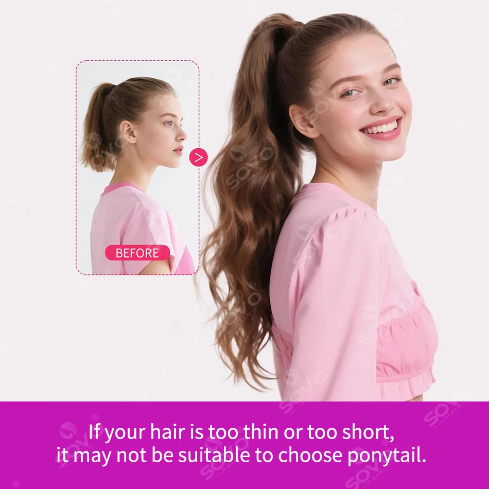 Ponytail Human Hair Extensions Straight Wrap Around Horsetail 100% Remy Human Hair 12"-28" Ponytail Extension for Women 4