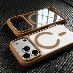 Anti - Yellowing Matte Transparent Phone Case with Magsafe Magnetic Clear Cover - iPhone 15 (Desert Gold)