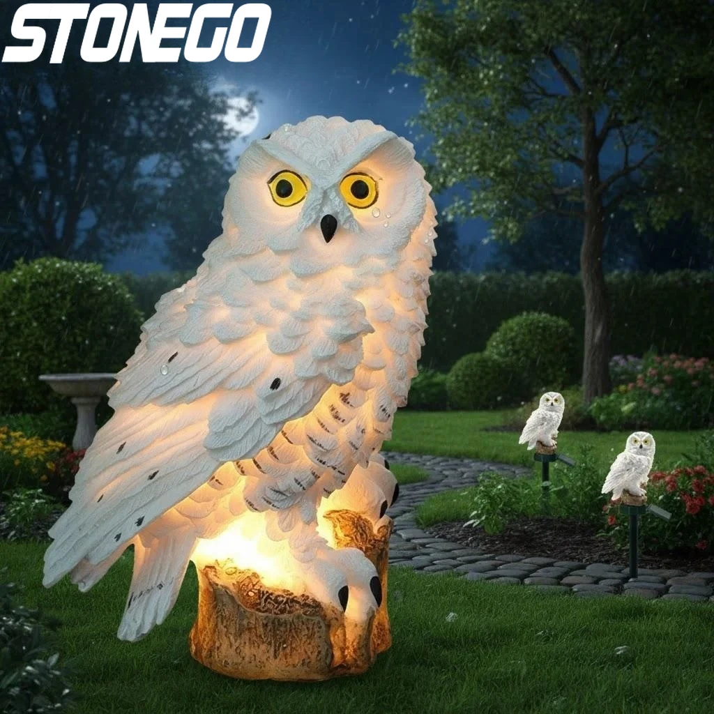 Solar-Powered Waterproof LED Owl Garden Lights - Outdoor Decorative Pathway Lighting
