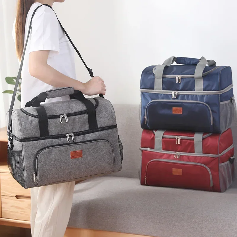 36L Large Insulated Cooler Bag Food Drink Thermal Picnic Lunch Bag Leakproof Cooling Box Camping BBQ Family Outdoor Activities