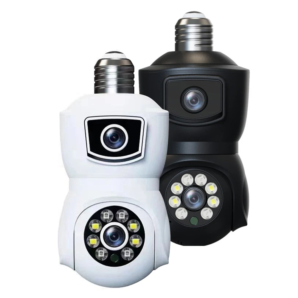 4K 8MP E27 Bulb WiFi Camera Dual Lens Dual Screen Auto Tracking Two Way Audio Color Night Vision Outdoor Security Camera 6