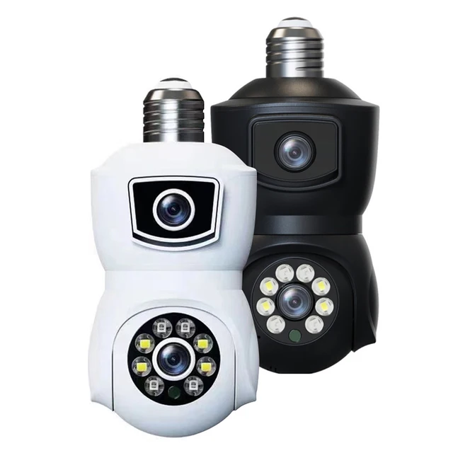 4K 8MP E27 Bulb WiFi Camera Dual Lens Dual Screen Auto Tracking Two Way Audio Color Night Vision Outdoor Security Camera 6