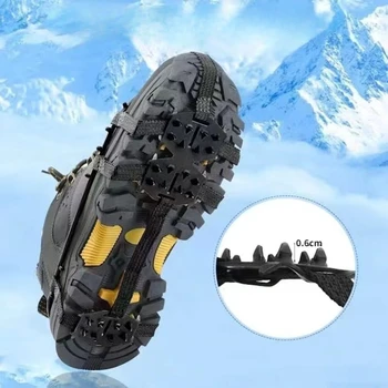 1 Pair M L Crampons Shoes Cover 24 Teeth Anti-Slip Ice Grips Gripper Shoes Boot Hiking Ice Climbing Shoe Spikes Climbing Chain