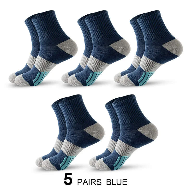 5 Pairs of Basketball Socks Men's Mid-tube Socks Sweat Wicking Anti-odor Professional Running Socks High Top Sports Cotton Socks