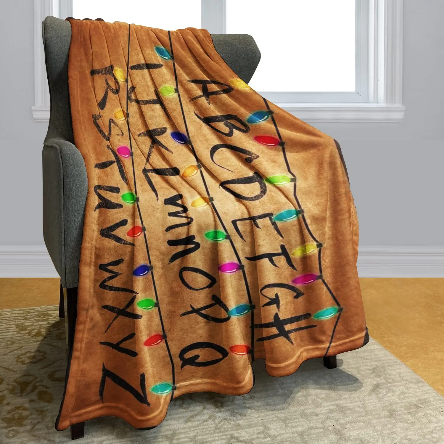 

Blanket Comfort Warm Soft Plush Throw Blanket for Couch Christmas Lights Alphabet From Stranger Things Birthday Christmas Gifts