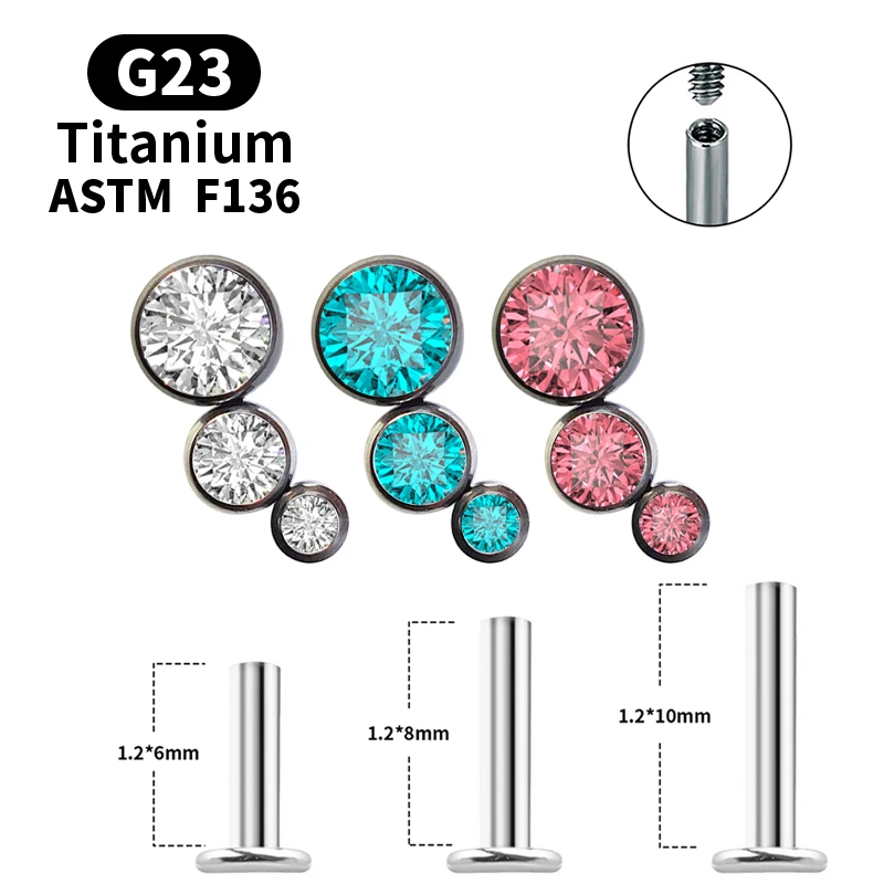Stud Earrings G23 Titanium Stud Earrings16G Piercing Set Ear Tragus Cartilage Zircon Opal Body Jewelry Helix Daith Lip Lobe Pin