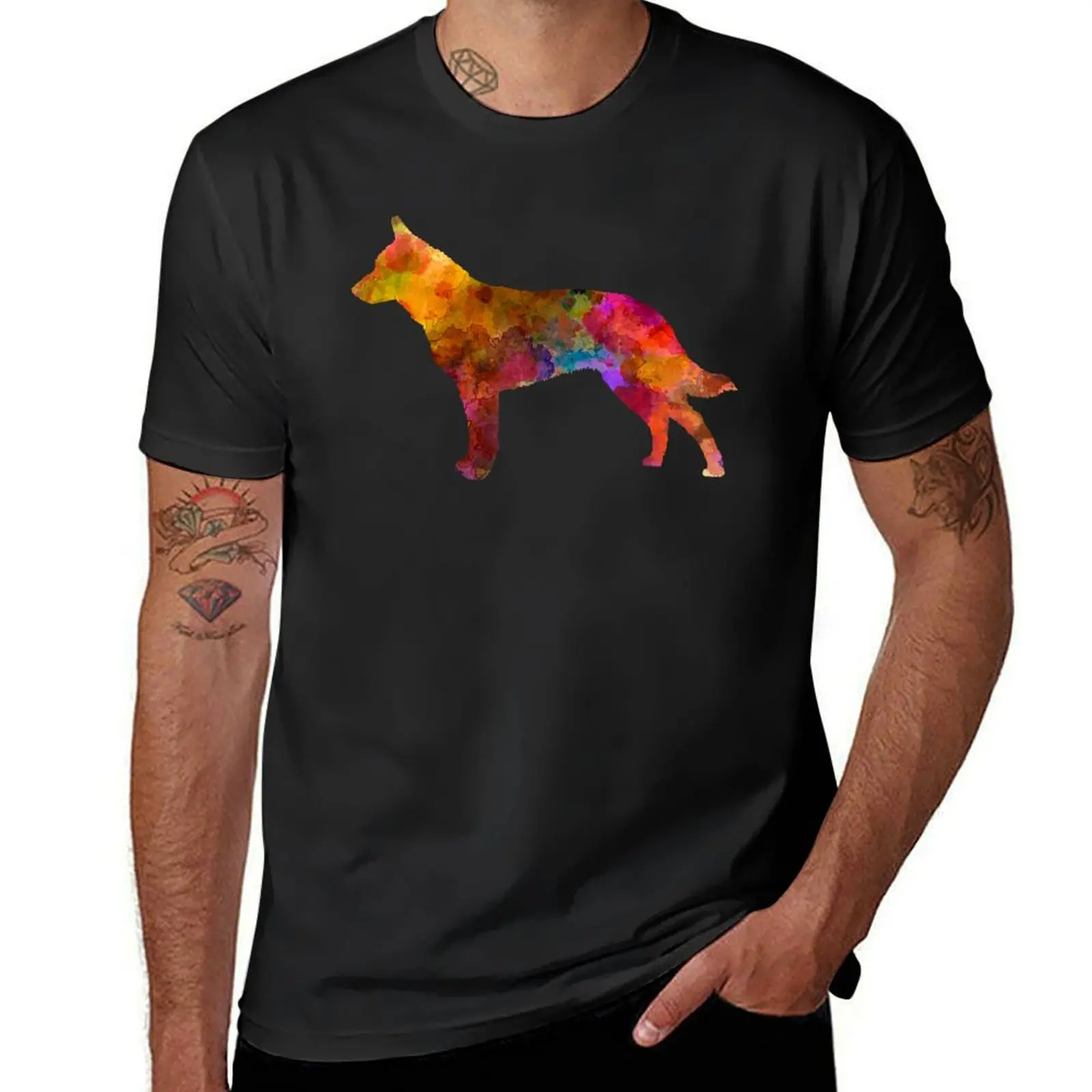 

Australian Cattle Dog in watercolor T-Shirt sweat funnys vintage new edition mens plain t shirts