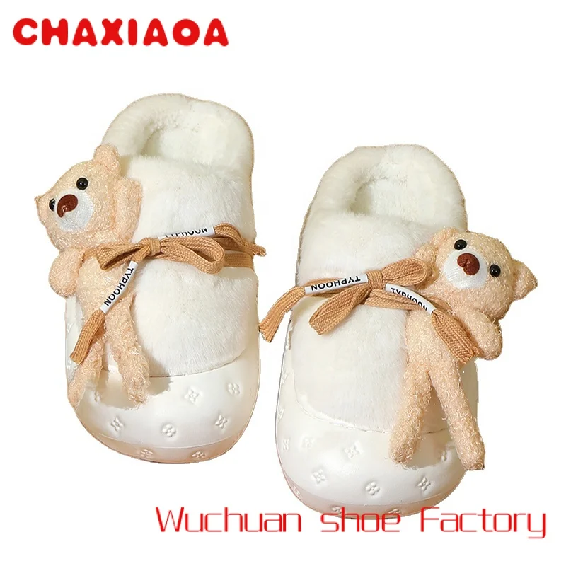 

wholesale winter sandals for ladies and women lovely bear waterproof warmth slides slippers with heel for house for teenagers