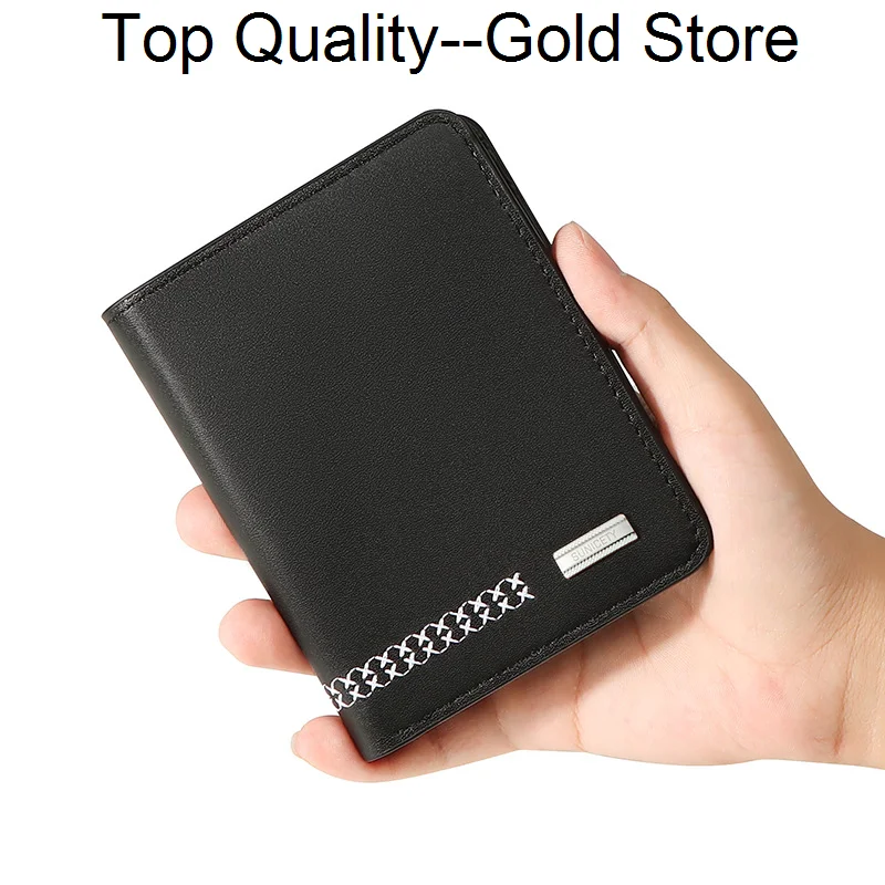 

New pattern Embroidery Men's Wallet trend Anti theft swiping Card Bags Multi card position PU leather Two fold Purse Male