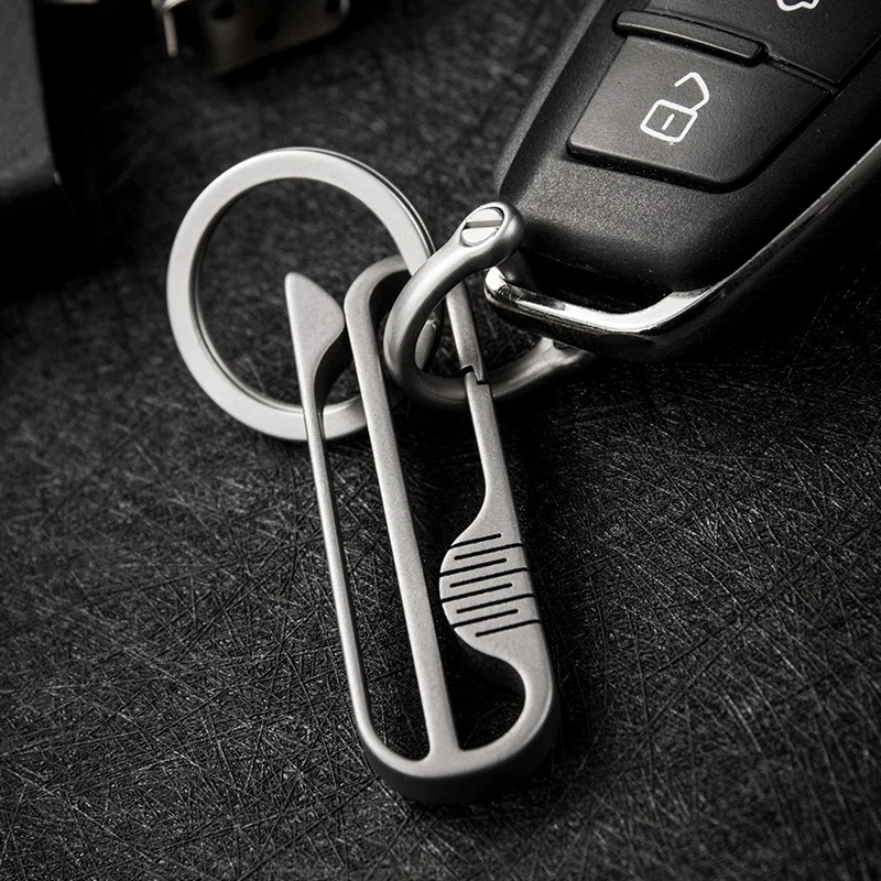 Real TC4 Alloy Titanium Durable Men's Keychain Wearable Belt Hanging Waist Car Key Chain Key Ring The Best Gifts For Men