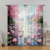 2pc,  Drapes Floating green leaves Machine Washable Fabric,Without Electricity Holiday Decorations Suitable for Bedroom Office 1