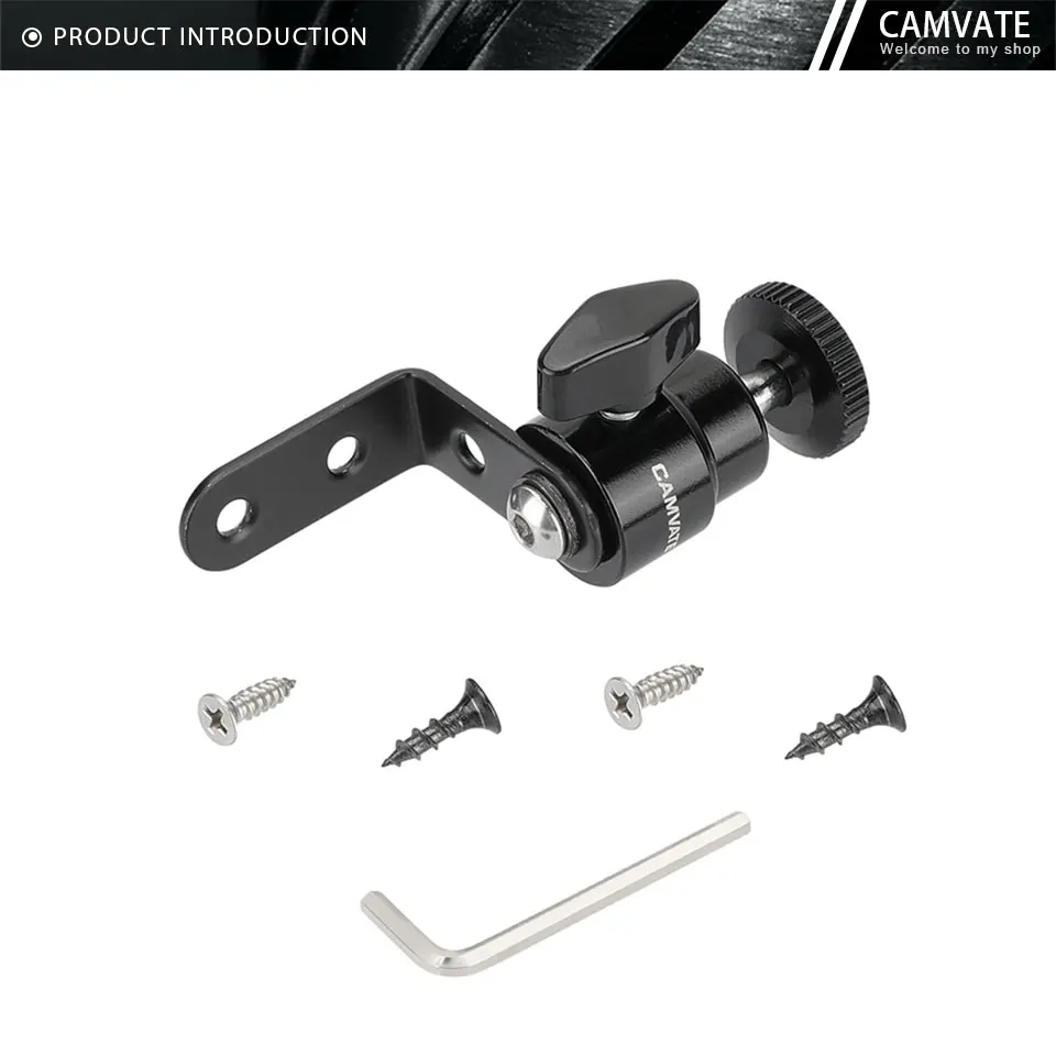1/4"-20 Screw Connector Ball Head Support With L Type Wall Mount For Smartphone