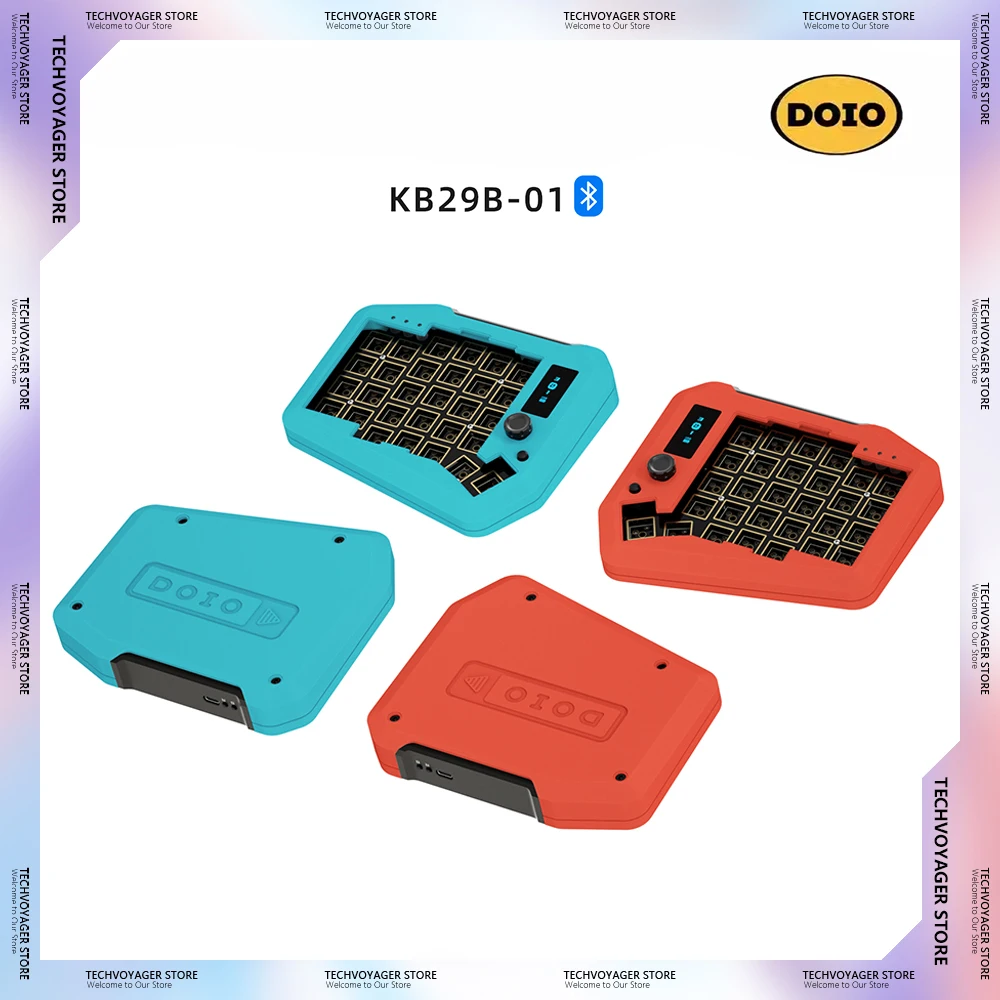 DOIO KB29B-01 좌우 분할 기계식 키보드 키트, 인체공학적 알루미늄 합금, 블루투스 듀얼 모드, 맞춤형 게임 액세서리 키트