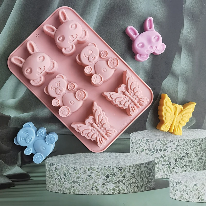 6 Cavity Kids Animals Silicone Mold