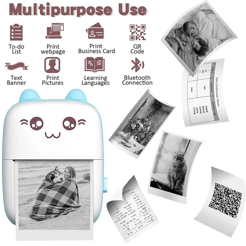 Portable Thermal Printer MINI CAT Print Photo Pocket Thermal Label