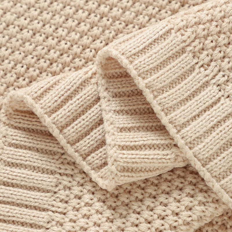 Baby Blankets Knit Infant Stroller Swaddle Wrap Sleepsack Soft Newborn Girl Boy Quilts Bedding 90*70CM Plaid Fashion Solid