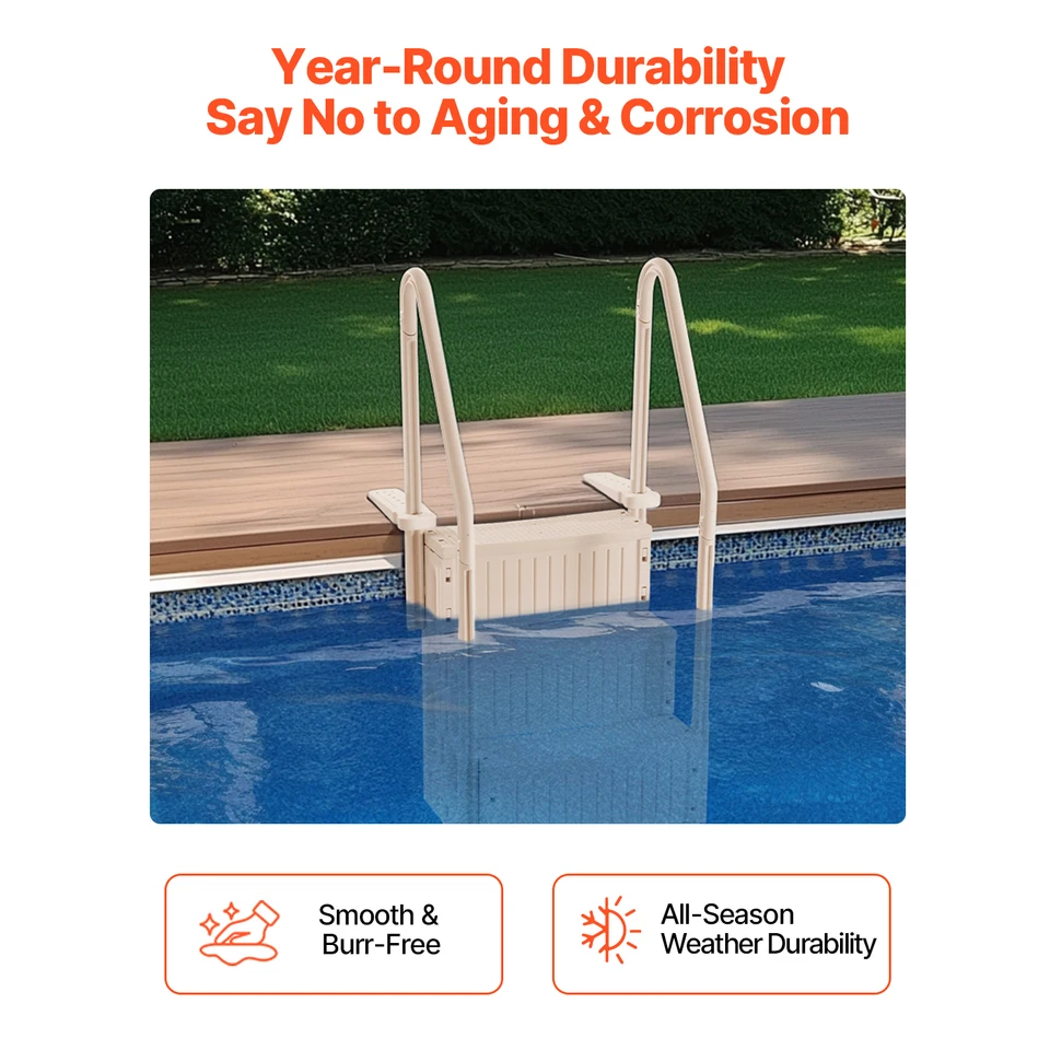 thumbnail image 2 of VEVOR 5-Step Pool Ladder With Double Handrails, 300 Lb Capacity, For 48-54 Inch Inground/Above-Ground Pools 2 of 12