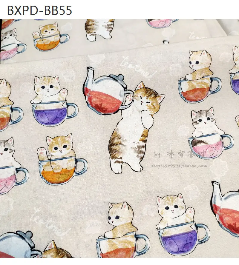 A15 Japanese Cats Collection BTY 1 Yard Cotton Woven Fabric Cute Cartoon Animals Kawaii Japanese Cat Strawberry