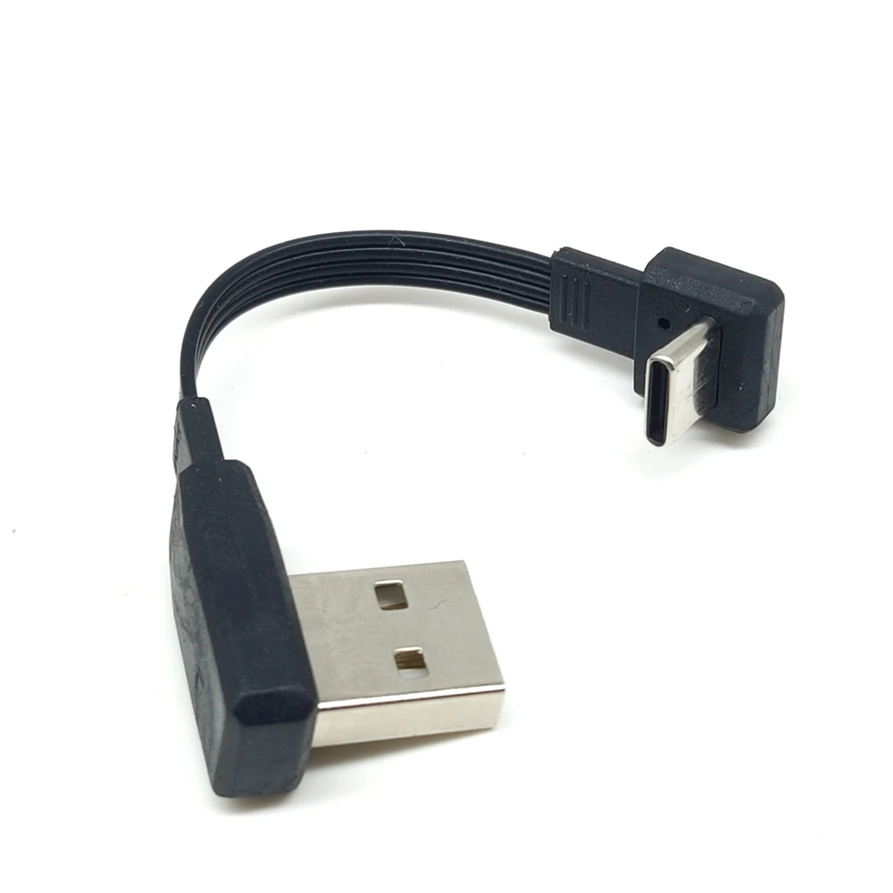 Short line flat USB elbow to Type-c male charging data cable connector soft right angle soft flat cable 2.0 version 5-100CM