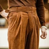2024 Autumn and Winter Men's Corduroy Casual Pants High Waist Business Fashion Elastic Regular Fit Stretch Trousers Male Z299 2