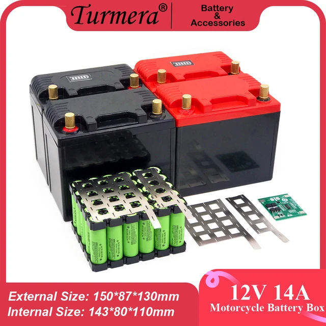 Turmera 12V 30Ah to 35Ah Motorcycle Battery Storage Box 3X10 18650 Holder 3S  40A BMS 2XM6