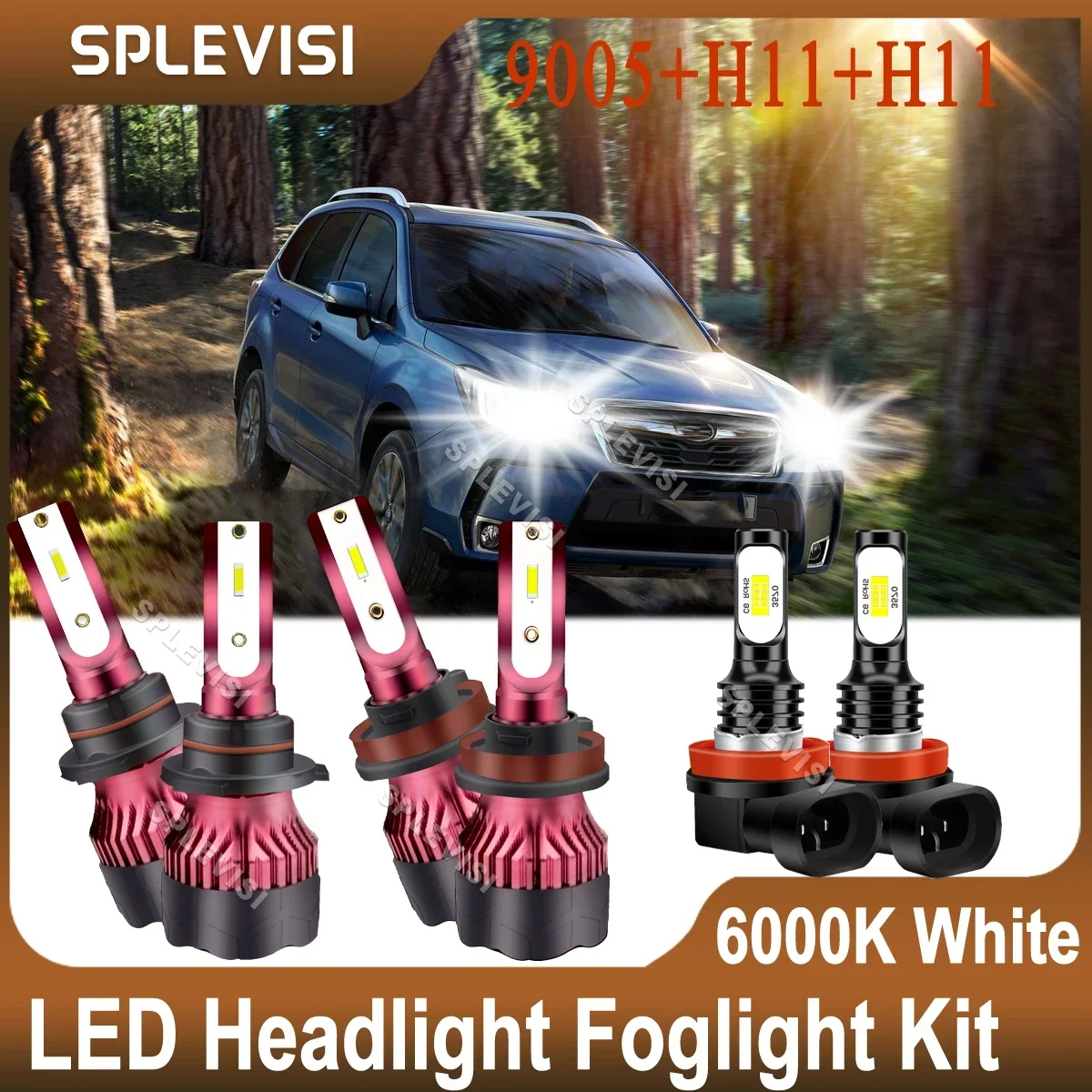 

LED Headlight Bulb 9005 High Beam H11 Low Beam H11 Fog Light White Kit Subaru Forester 2014 2015 2016 WRX 2015 2016 2017