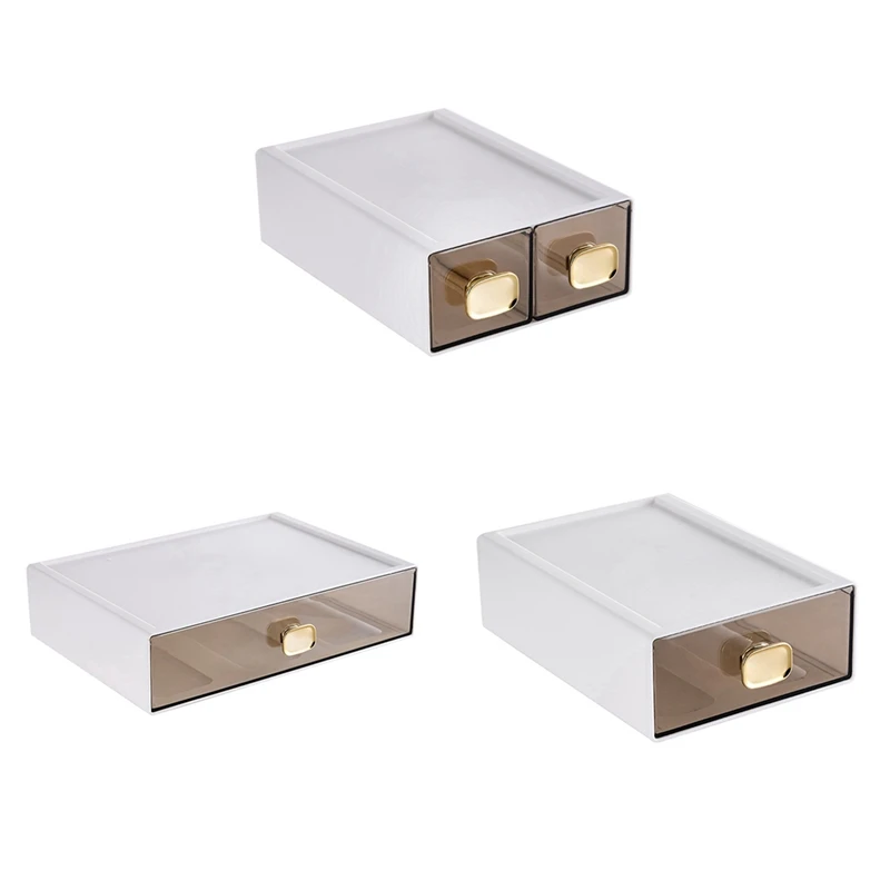 Stackable Transparent Desktop Storage Drawer Box