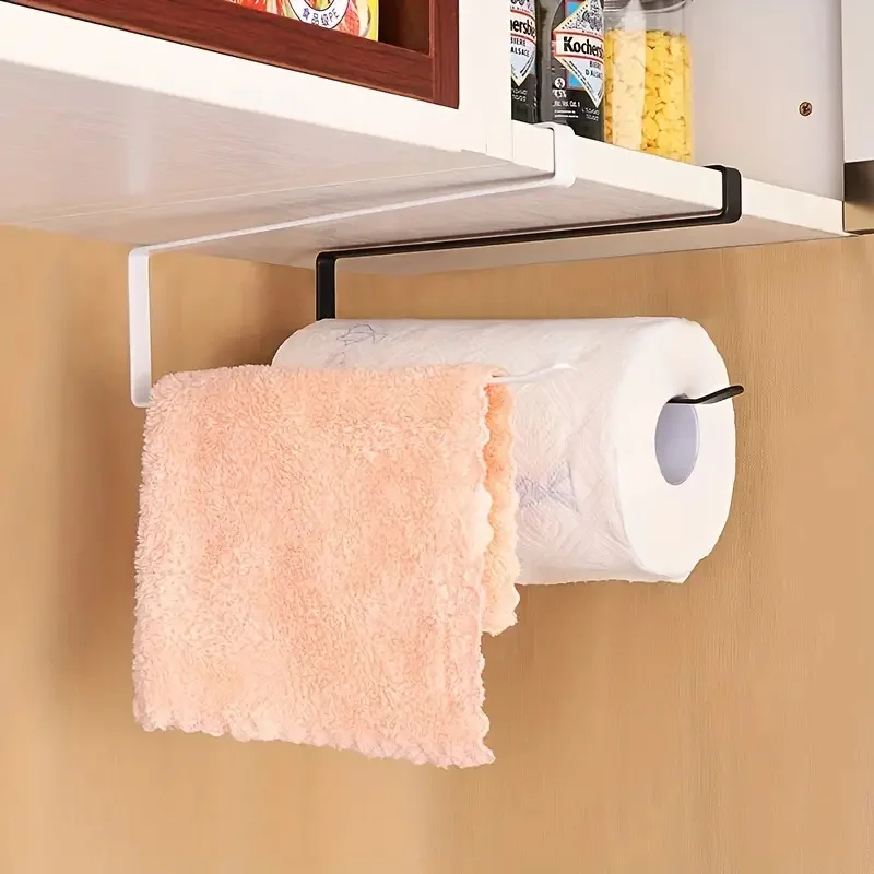 

Hanging Paper Towel Holder Cabinet Under Storage Paper Towel Roll Holder No Punching Cling Film Storage Rack Kitchen Supplies