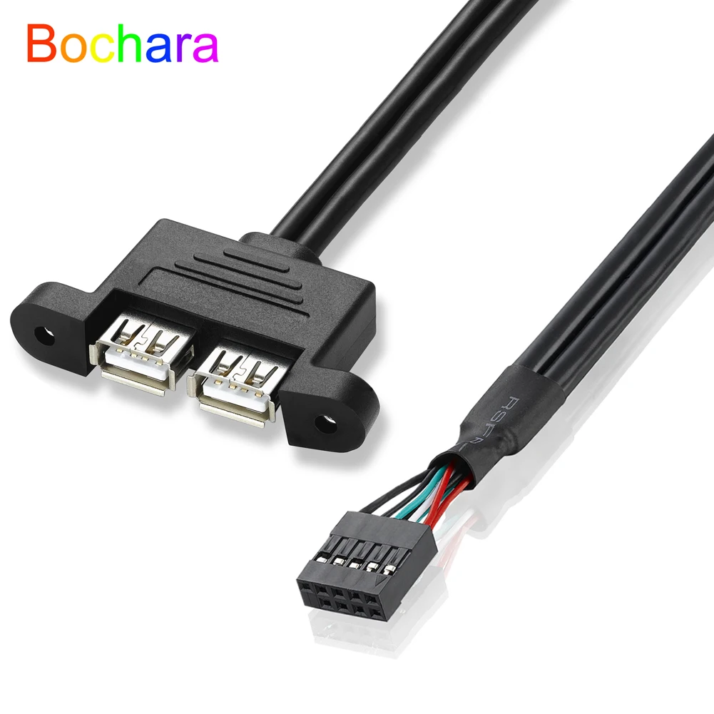 

9-контактный разъем для материнской платы Bochara с двумя USB 2,0, гнездовой кабель для передачи данных с винтовым креплением, 30 см, 50 см