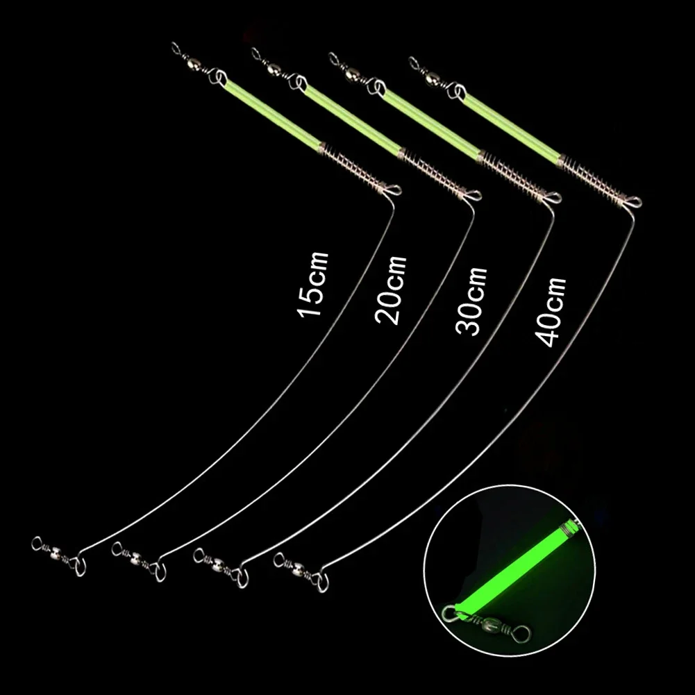 10Pcs Luminous Fishing Balance Connector Feeder Anti Tangle Boom Sleeves Tube with Swivel Bead Line Luminous Tube Fishing Tackle