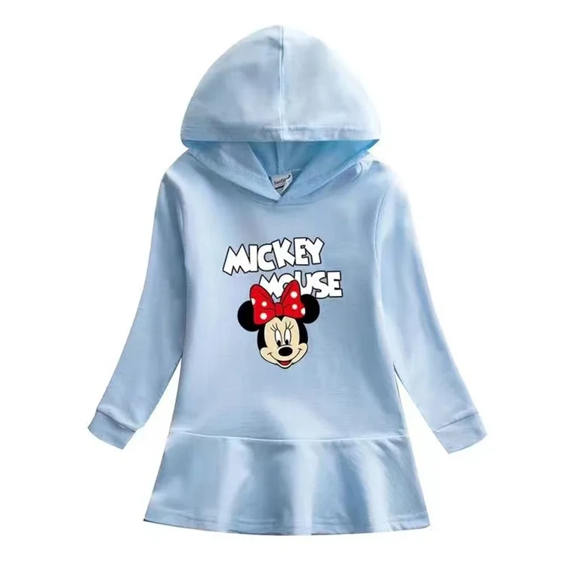 Spring Hooded Dresses Minnie Mickey Mouse Daisy Clothes Kids Girls Coat Sweatshirt Long Sleeve T Shirts Outfit Children Outwear