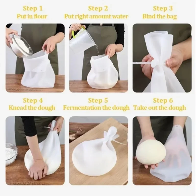 1PC Kneading Dough Bag Silicone Versatile Dough Mixer for Bread, Pastry, Pizza & Tortilla Non-Toxic Multifunctional Cooking Tool
