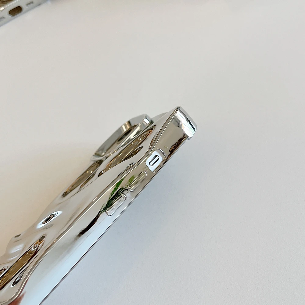 3D-Elektroplattierte Handyhülle mit Wasserwellenmuster in Silber für iPhone 18 17 16 15 14 13 12 11 Pro Max, weiche, stoßfeste Schutzhülle – Detail 12