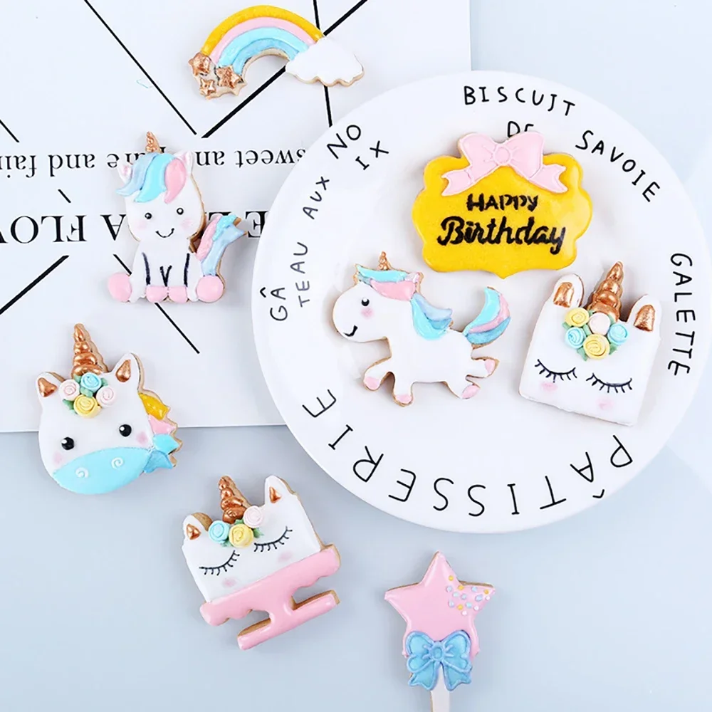 Cute Cartoon Unicorn Cookie Cutter Mould Stainless Steel Fondant Cake Biscuit Mold Cutter Baking Decoration Tools