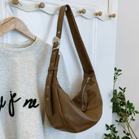Casual Soft Pu Leather Women's Crossbody Bags Fashion Ladies Hobos Shoulder Bag Solid Color Portable Female Underarm Handbags