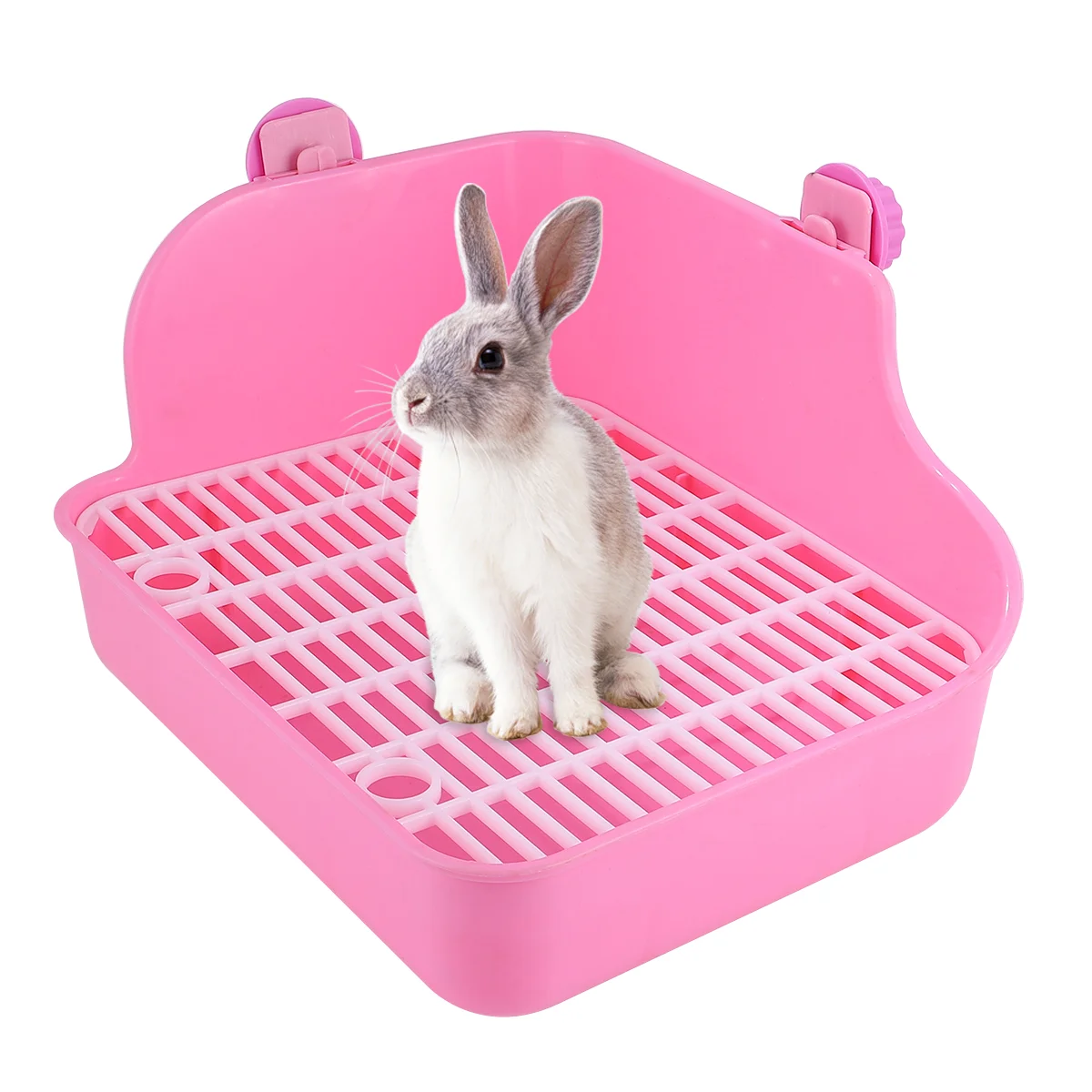 

Indoor Bunny Hutch Hamster Rabbit Square Toilet Bowl Cat Litter Tray Potty Trainer