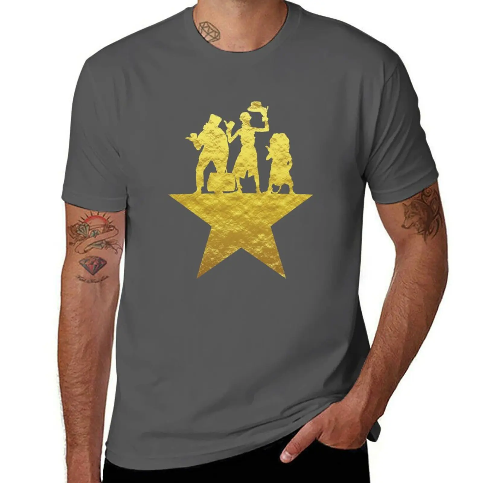 Hitchescursionismo Ghost Hamilton Star Mashup T-Shirt Nera E Dorata Magliette Estive Plain Plus Size Magliette Da Uomo In Cotone