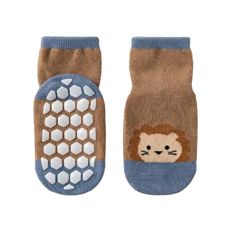 

Носки для новорожденных девочек и мальчиков, Нескользящие милые носки с мультяшным принтом животных для младенцев