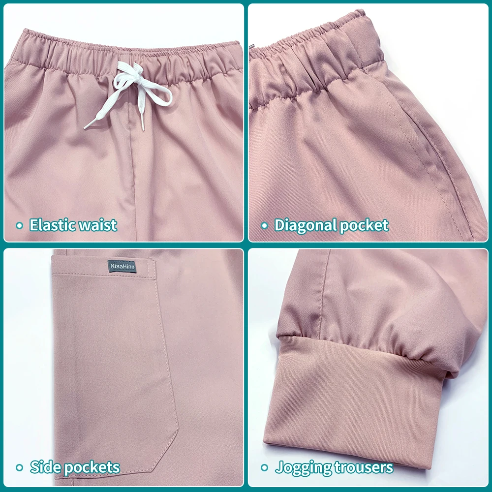 Medical Scrubs Set Uniform Nurse Workwear Surgical Nursing Top and Jogging Pant Women Men Solid Color Dental Clinic medical uniform