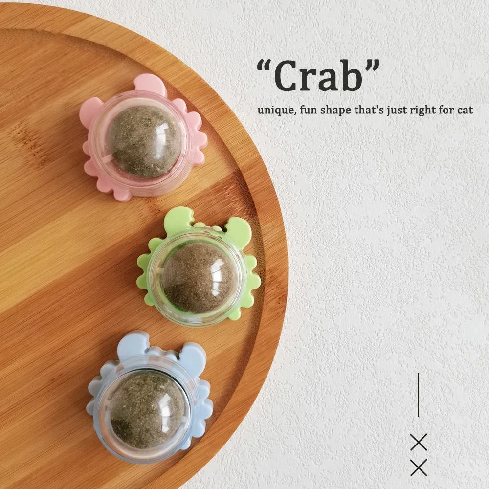 

Crab Catnip Wall Ball Cat Toys Catnip Edible Licking Balls Snack Healthy Rotatable Treats Toys Kitten Supplies Teeth Cleaning