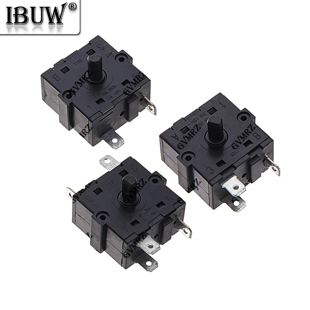 1PCS 2P 3P 5P 2P-5P 로터리 스위치 선택기 AC 250V 16A 라디에이터 전기 룸 히터 위치 2P 3P 5P