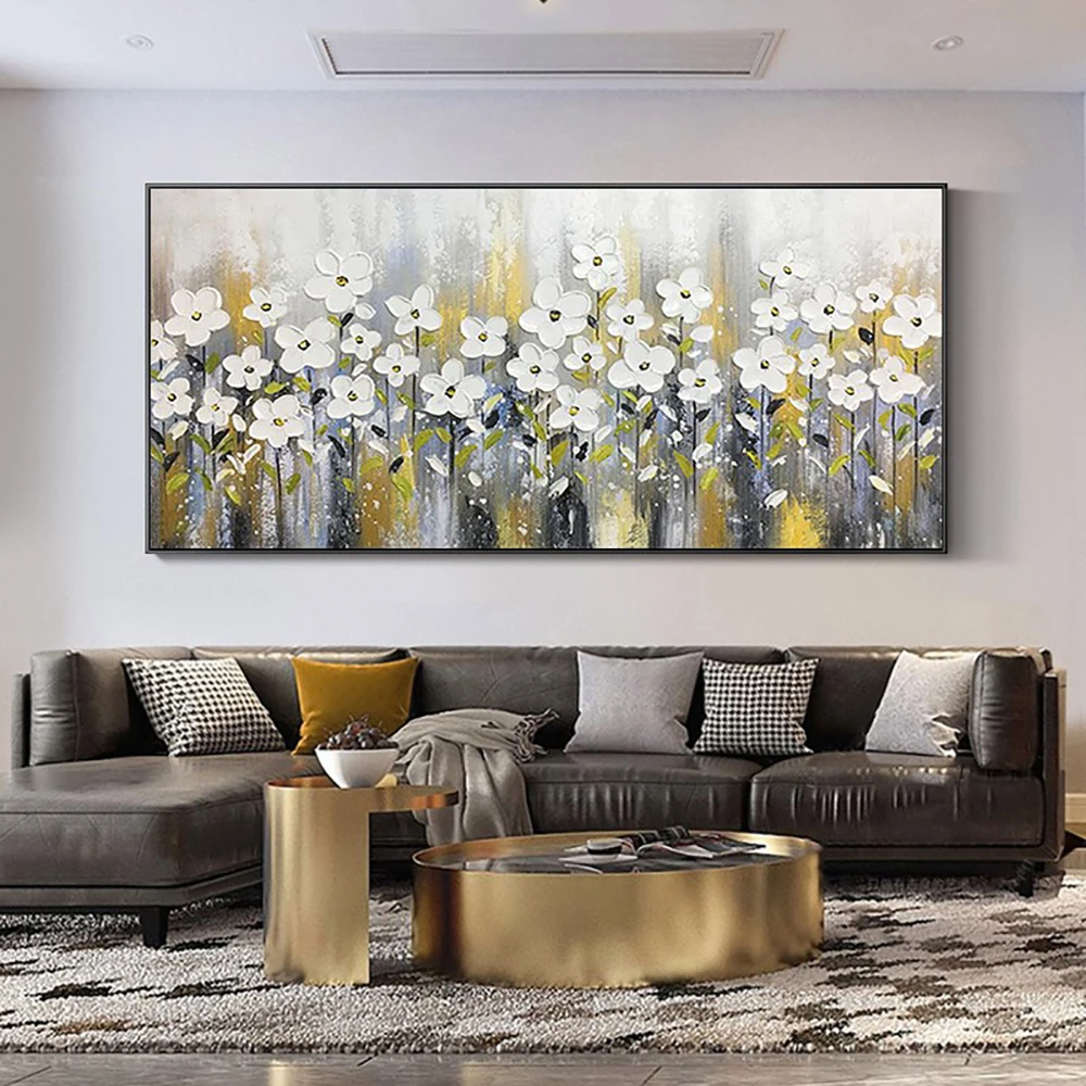 

3D Thick Oil Flowers Painting On Canvas Handmade Abstract Flora Wall Art Picture For Home Decoration Paintings For Living Room