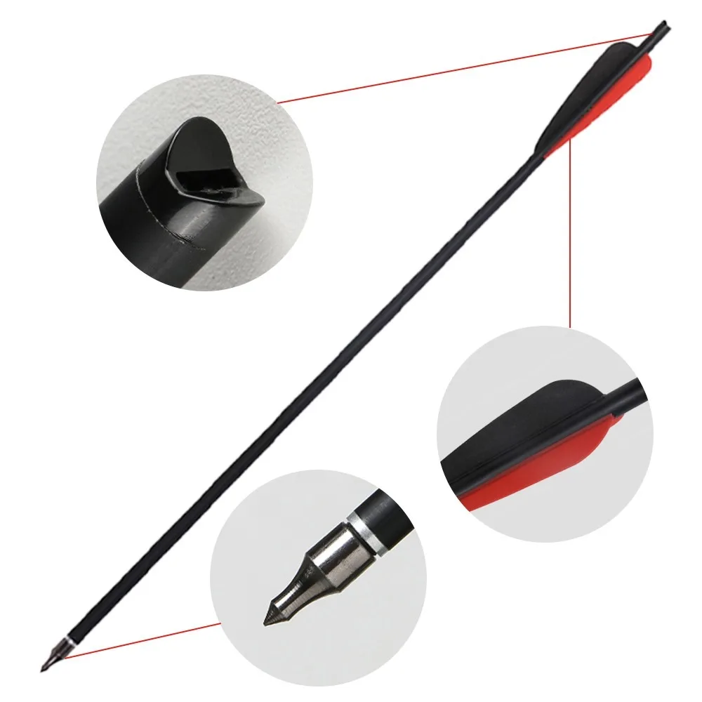 Carbon Crossbow Arrows with Half Moon Nock and Broadheads - Available in Sets of 6, 12, or 24