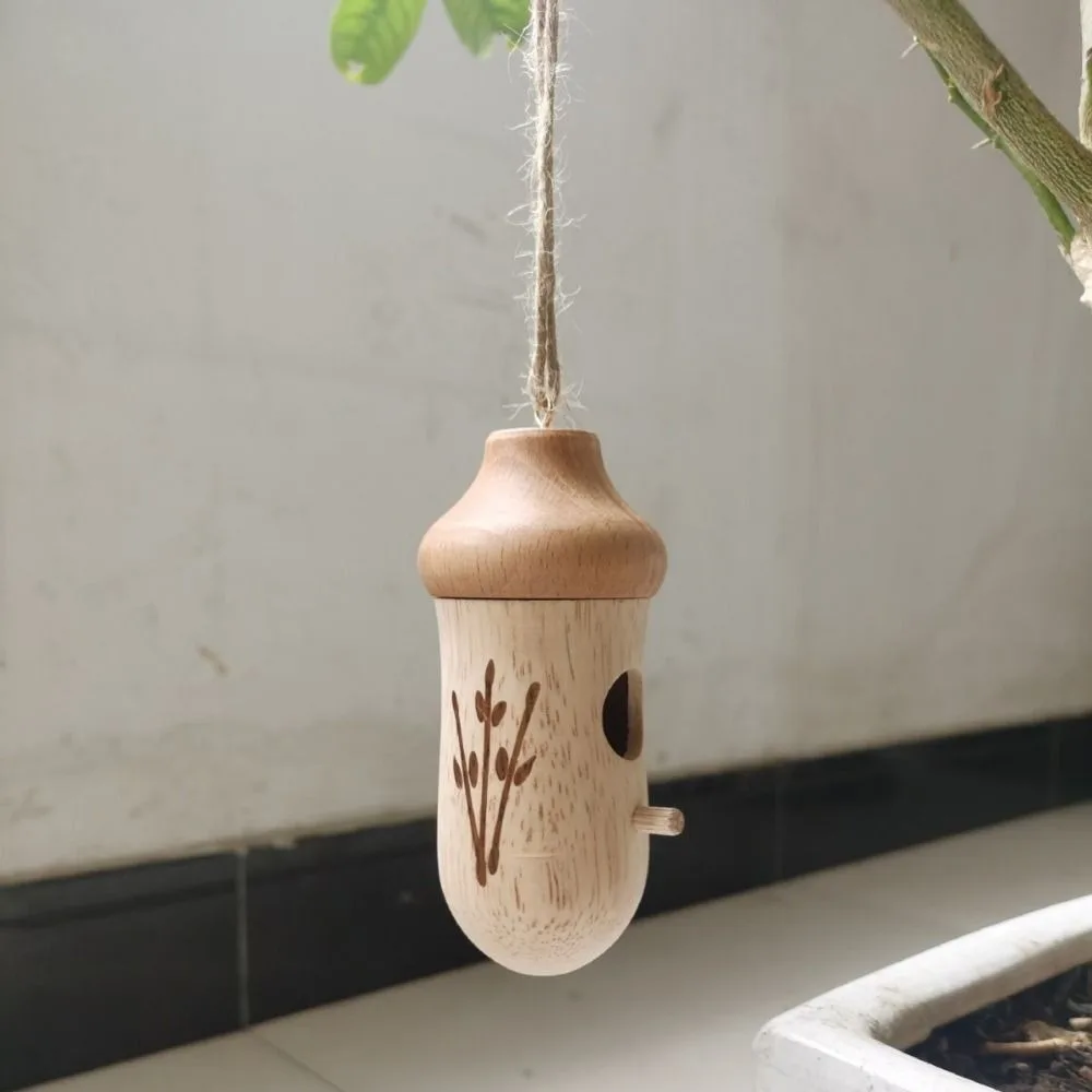 Casetta per Colibrì in Legno, Mini Casa per Uccelli Fatta a Mano, Facile da Installare, Resistente alle Intemperie, Decorazione da Esterno