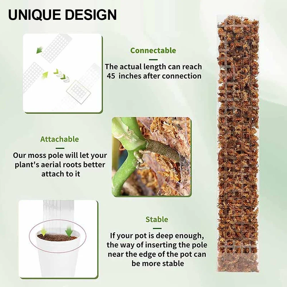 2/4/6Pcs Climbing Plant Water Moss Column Indoor Moss Pole Plants Plastic Pole Sphagnum Support Potted Support Accessory