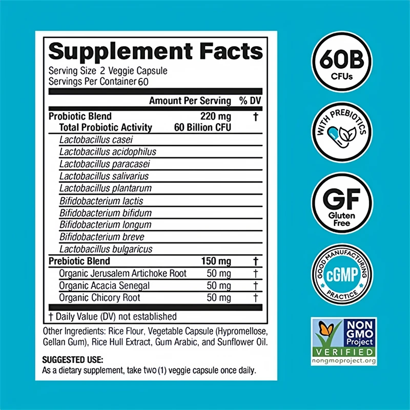 Probiotics 60 Billion Cfu Capsules With Prebiotics For Digestion_voghion.com