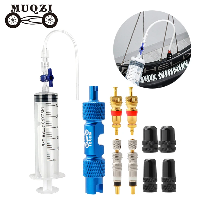 

MUQZI Bicycle Tubeless Sealant Injector Cycling Vacuum Tire Tube Repair Syringe Fluid Hose Kit 60ml Bike Tool Accessories New